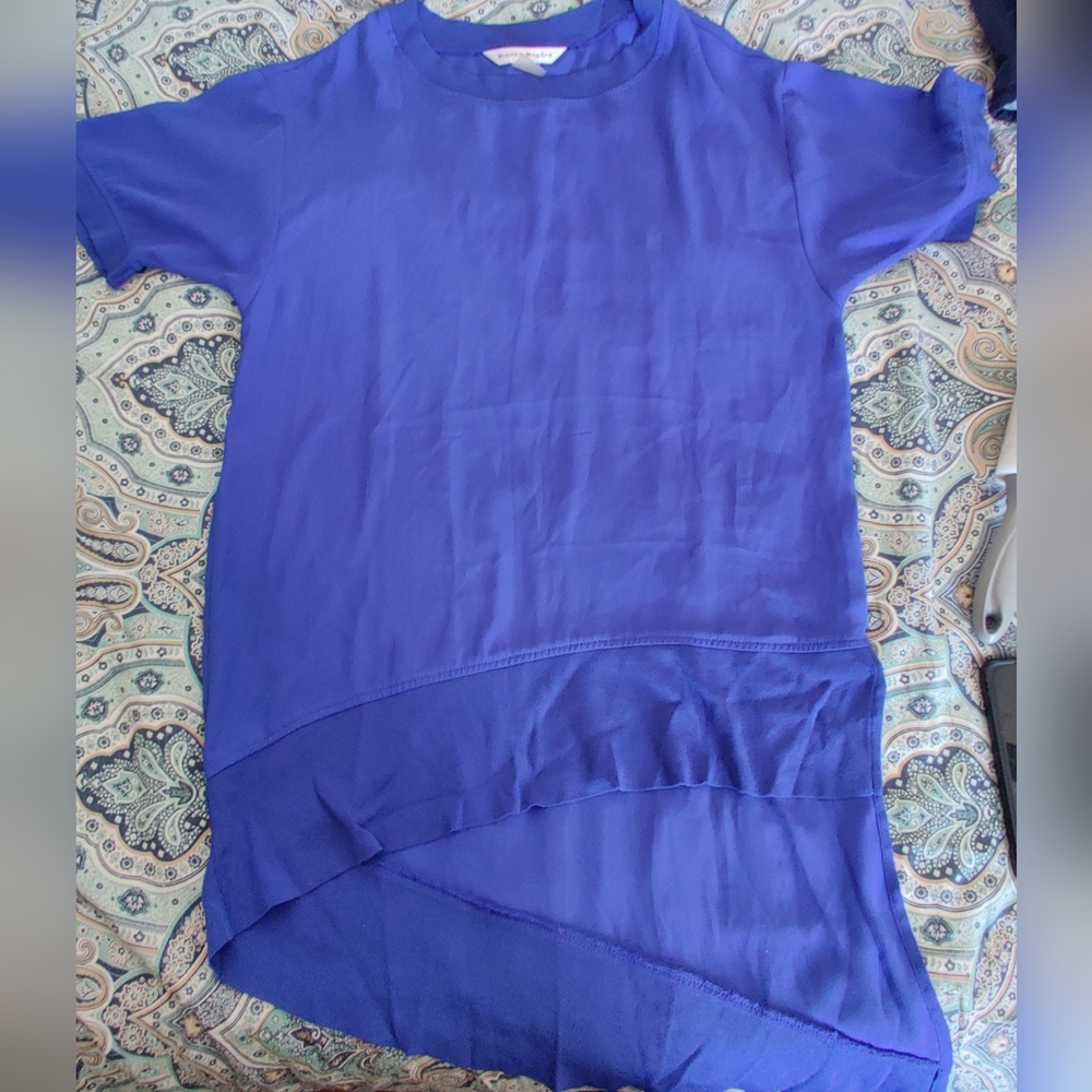 Elegant Electric Royal Blue Asymmetrical Women's Top Size M